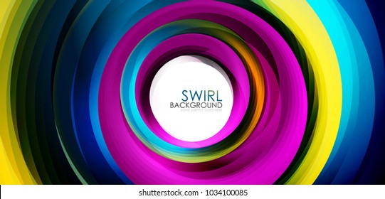 Spiral swirl flowing lines 3d effect abstract background, vector digital business or techno motion template