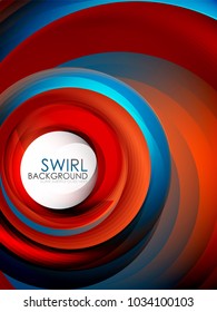 Spiral swirl flowing lines 3d effect abstract background, vector digital business or techno motion template