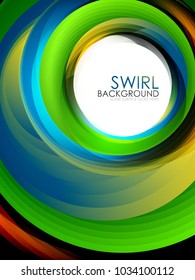 Spiral swirl flowing lines 3d effect abstract background, vector digital business or techno motion template