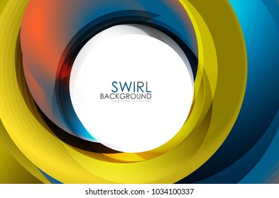 Spiral swirl flowing lines 3d effect abstract background, vector digital business or techno motion template