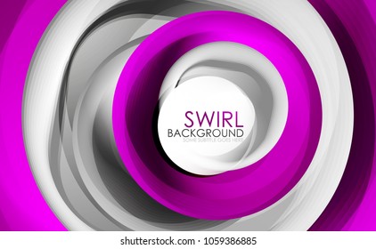 Spiral swirl flowing lines 3d vector abstract digital motion background design. Rotating concept. Vector illustration