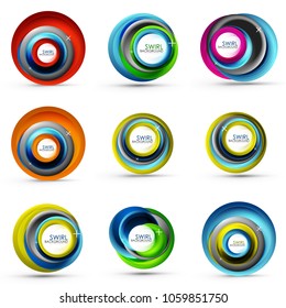 Spiral swirl flowing lines 3d vector icon collection. Vector illustration