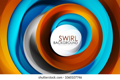 Spiral swirl flowing lines 3d vector abstract digital motion background design. Rotating concept. Vector illustration