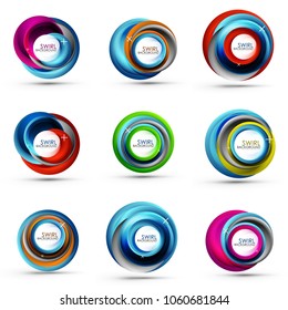 Spiral swirl flowing lines 3d vector icon collection. Vector illustration