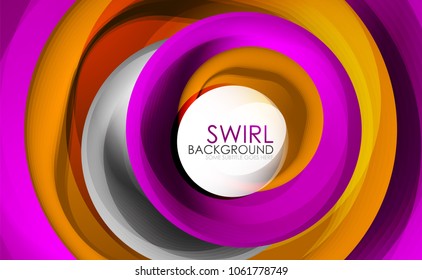 Spiral swirl flowing lines 3d vector abstract digital motion background design. Rotating concept. Vector illustration