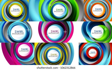 Spiral swirl flowing lines 3d vector abstract background collection. Vector illustration