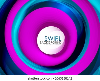 Spiral swirl flowing lines 3d vector abstract digital motion background design. Rotating concept. Vector illustration