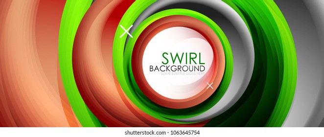 Spiral swirl flowing lines 3d vector abstract background. Vector illustration