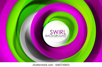 Spiral swirl flowing lines 3d vector abstract digital motion background design. Rotating concept. Vector illustration