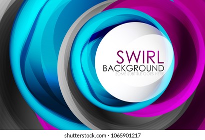 Spiral swirl flowing lines 3d vector abstract digital motion background design. Rotating concept. Vector illustration