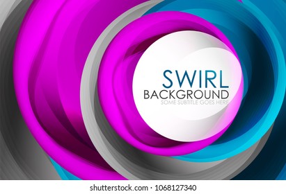 Spiral swirl flowing lines 3d vector abstract digital motion background design. Rotating concept. Vector illustration