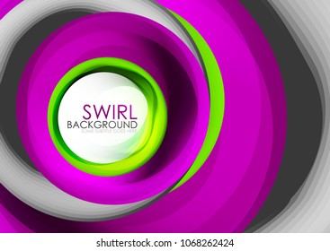 Spiral swirl flowing lines 3d vector abstract digital motion background design. Rotating concept. Vector illustration