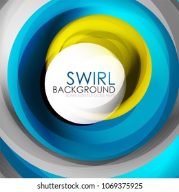 Spiral swirl flowing lines 3d vector abstract digital motion background design. Rotating concept. Vector illustration