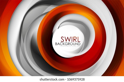 Spiral swirl flowing lines 3d vector abstract digital motion background design. Rotating concept. Vector illustration