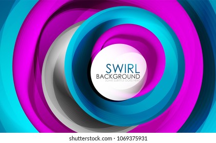 Spiral swirl flowing lines 3d vector abstract digital motion background design. Rotating concept. Vector illustration