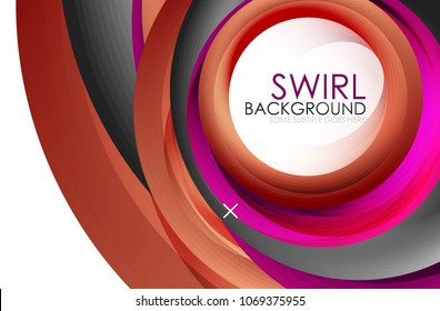 Spiral swirl flowing lines 3d vector abstract background. Vector illustration