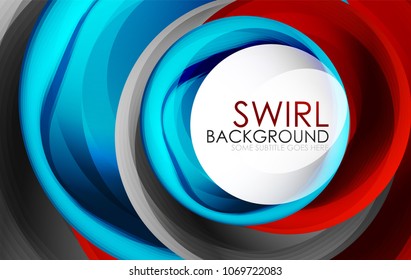 Spiral swirl flowing lines 3d vector abstract digital motion background design. Rotating concept. Vector illustration