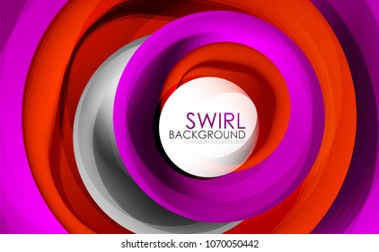 Spiral swirl flowing lines 3d vector abstract digital motion background design. Rotating concept. Vector illustration