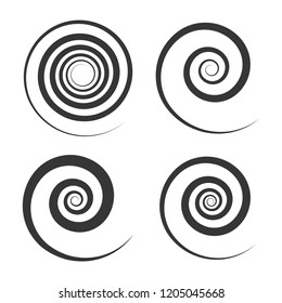Spiral and Swirl Motion Elements Set on White Background. Vector