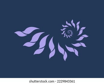 Spiral, swirl, logo de la shell.Símbolo de torsión aislado en fondo oscuro.Icono de arte fractal.Elementos de diseño estructurales.Concepto de señalización de geometría sagrada y decorativa.Ilustración vectorial de estilo artístico.