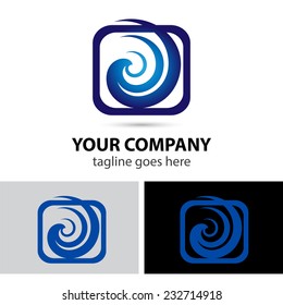 Spiral swirl in square rectangular logo element