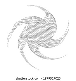 Spiral, swirl, twirl design element with sketchy, scribble pattern