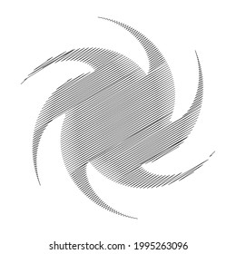 Spiral, swirl, twirl design element with sketchy, scribble pattern