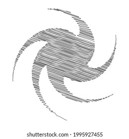 Spiral, swirl, twirl design element with sketchy, scribble pattern