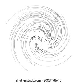 Spiral, swirl, twirl design element. Rotating radiAL lines