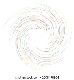 Spiral, swirl, twirl design element. Rotating radiAL lines