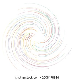 Spiral, swirl, twirl design element. Rotating radiAL lines