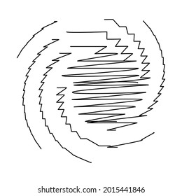 Spiral, swirl, twirl design element with sketchy, scribble pattern
