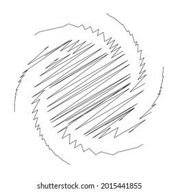 Spiral, swirl, twirl design element with sketchy, scribble pattern