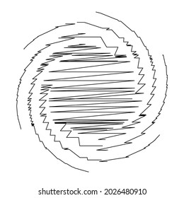 Spiral, swirl, twirl design element with sketchy, scribble pattern