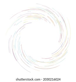 Spiral, swirl, twirl design element. Rotating radiAL lines