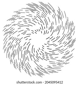 Spiral, swirl, twirl design element. Rotating radiAL lines