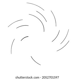 Spiral, swirl, twirl design element. Rotating radiAL lines