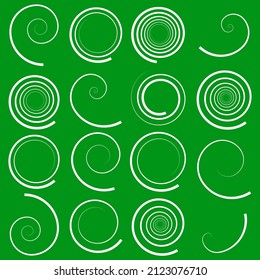 Spiral, swirl, twirl element. Bine, tendril shapes. Curly, curvy and curved lines