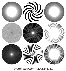 Spiral, swirl, twirl element. Cochlear, vortex, vertigo design shape