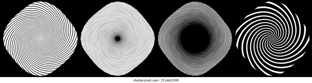 Espiral, giratoria, elemento twirl. Forma de diseño de vórtice, vértigo