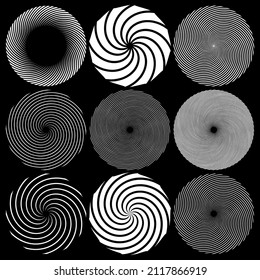 Spiral, swirl, twirl element. Cochlear, vortex, vertigo design shape