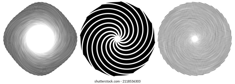 Espiral, giratoria, elemento twirl. Forma de diseño de vórtice, vértigo