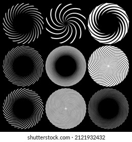 Spiral, swirl, twirl element. Cochlear, vortex, vertigo design shape