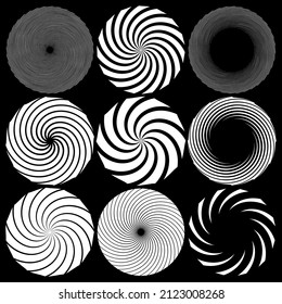 Spiral, swirl, twirl element. Cochlear, vortex, vertigo design shape