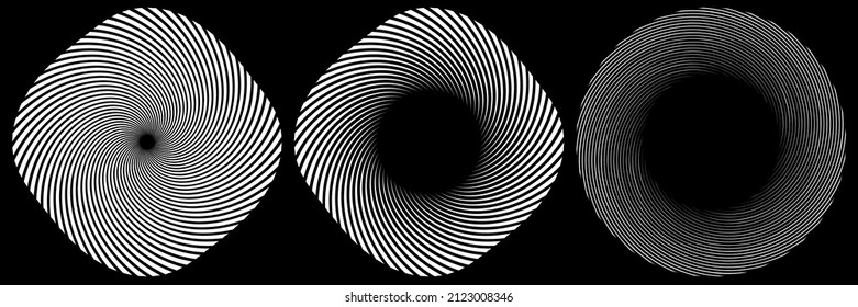 Espiral, giratoria, elemento twirl. Forma de diseño de vórtice, vértigo
