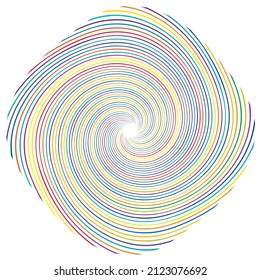 Espiral, giratoria, elemento twirl. Forma de diseño de vórtice, vértigo