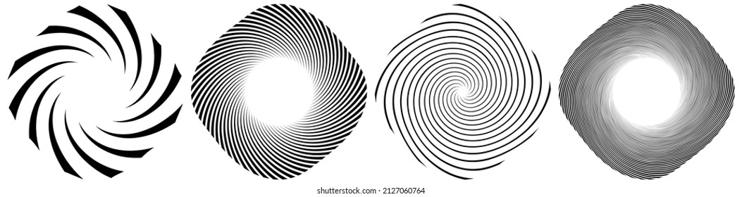 Espiral, giratoria, elemento twirl. Forma de diseño de vórtice, vértigo