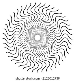 Spiral, swirl, twirl element. Cyclic whirlpool, whirlwind contortion design