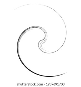 Spiral, swirl and twirl element. Helix, volute shape