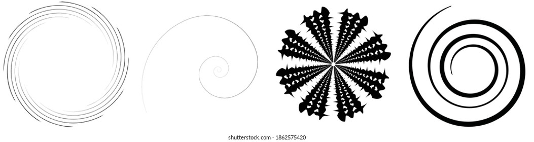 Spiral, swirl, twirl element set. Rotating circular shape Vector Illustration